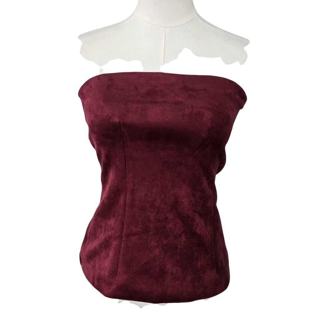Emerson Lang Blouse Womens M Red Off The Shoulder Zip Lined Slim Party Cocktail